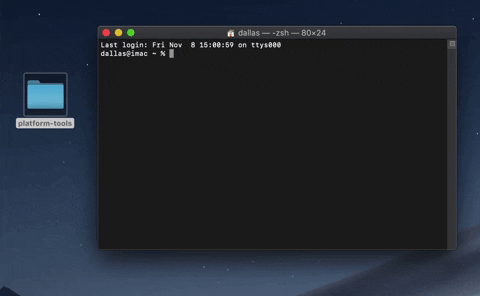 Mac hay Linux bạn chỉ cần kéo thả thư mục Platform Tools vô Terminal
